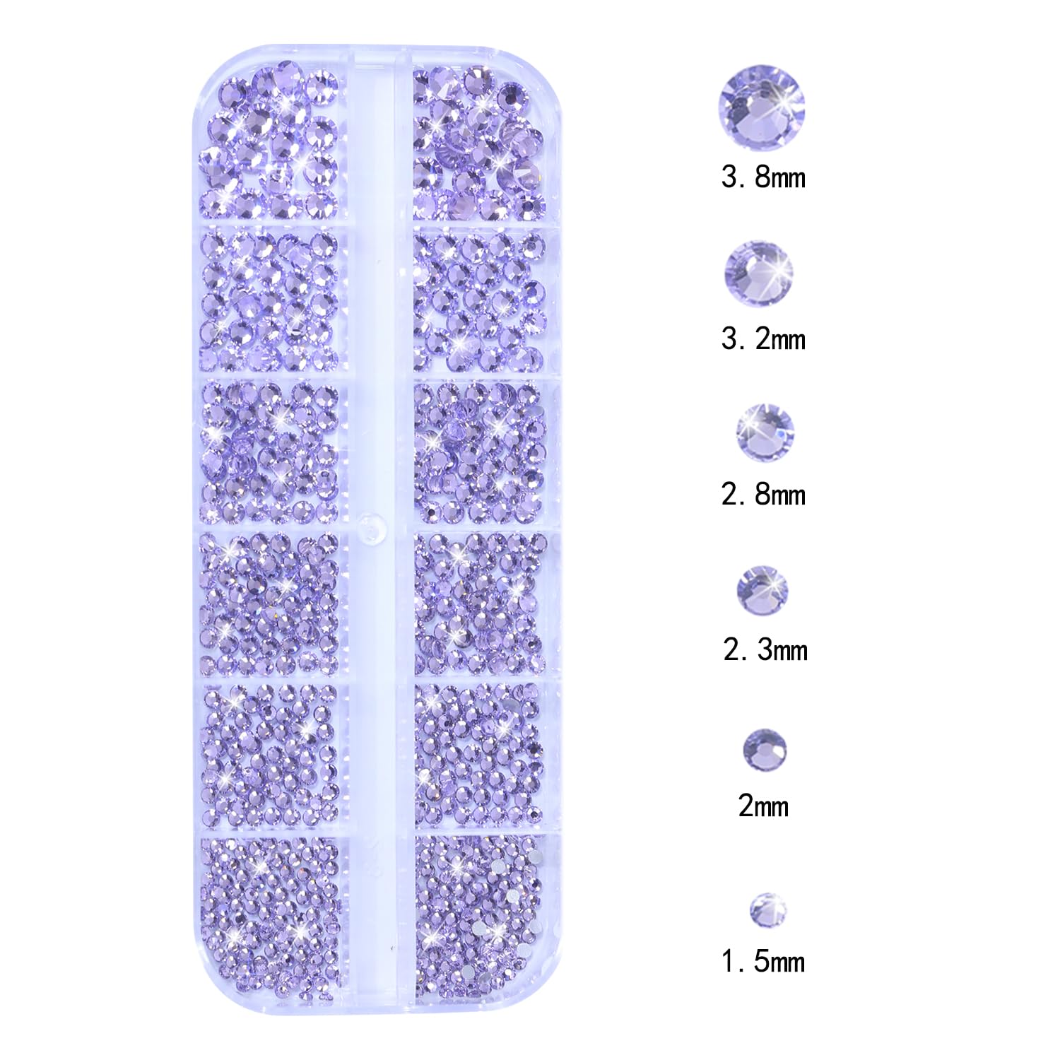 DZHILHMX mixed sizes 1.8–4mm for versatile nail art.