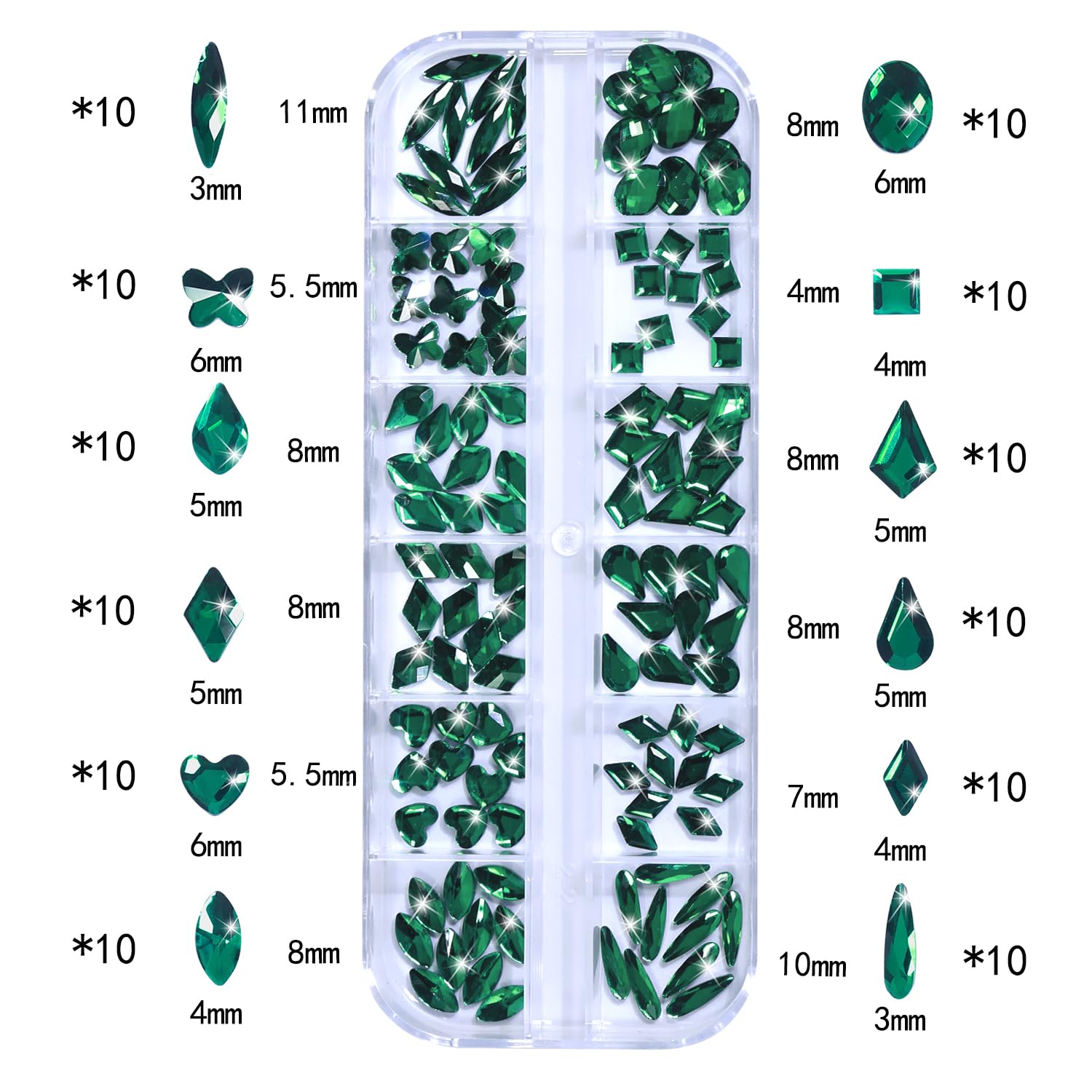 DZHILHMX multi-shape rhinestones provide versatile design options for creative nail art.