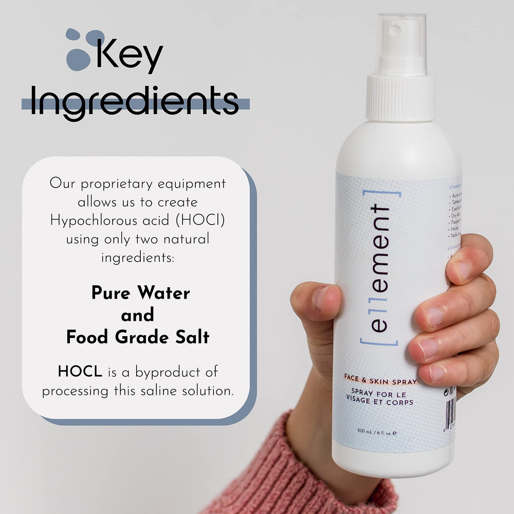 e11ement HOCL face and hand cleanser for quick refresh after activities.