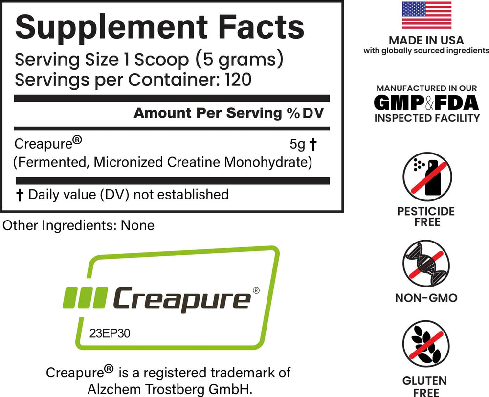Unflavored Creapure Creatine Monohydrate powder