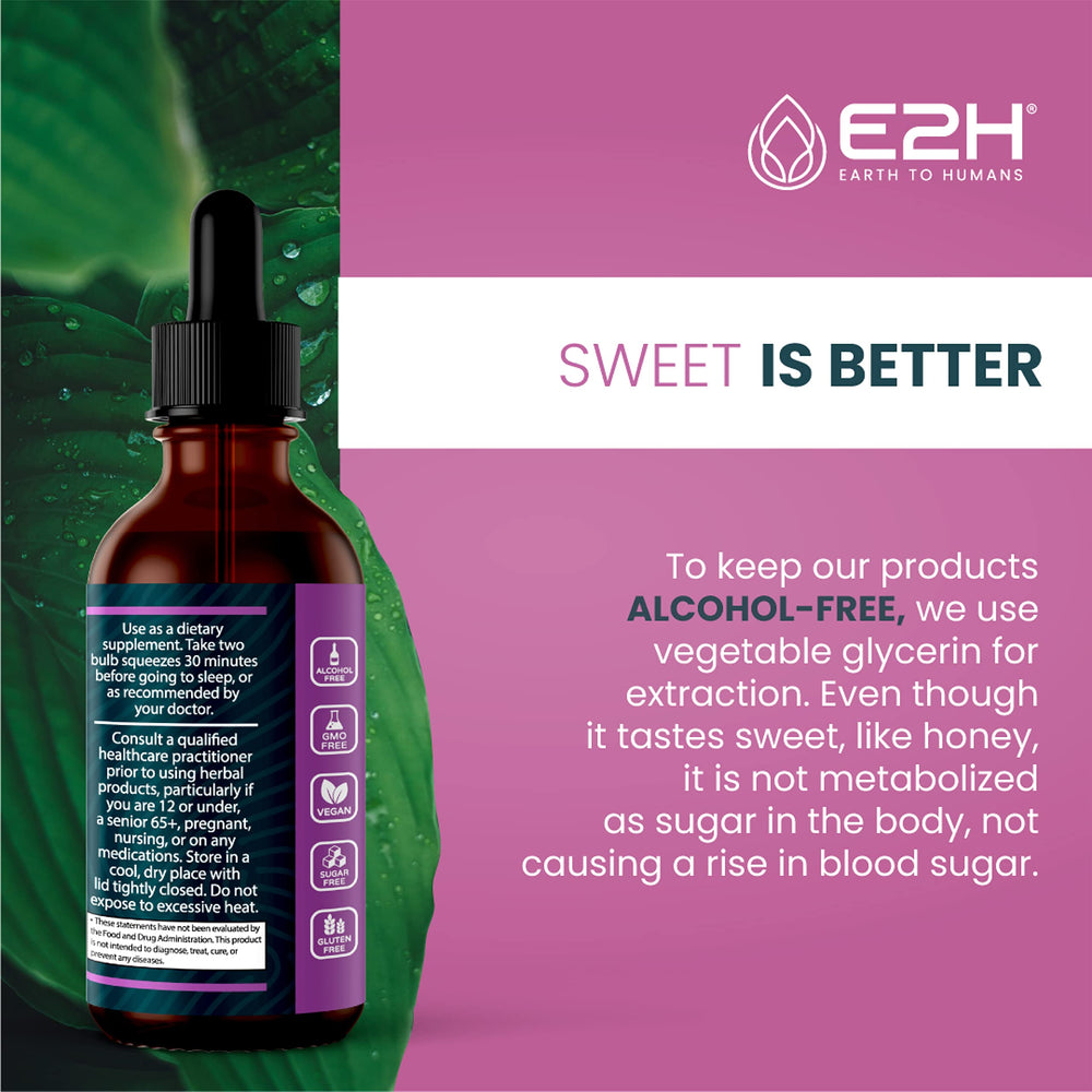 Non-GMO and vegan symbols associated with E2H Sleep Support