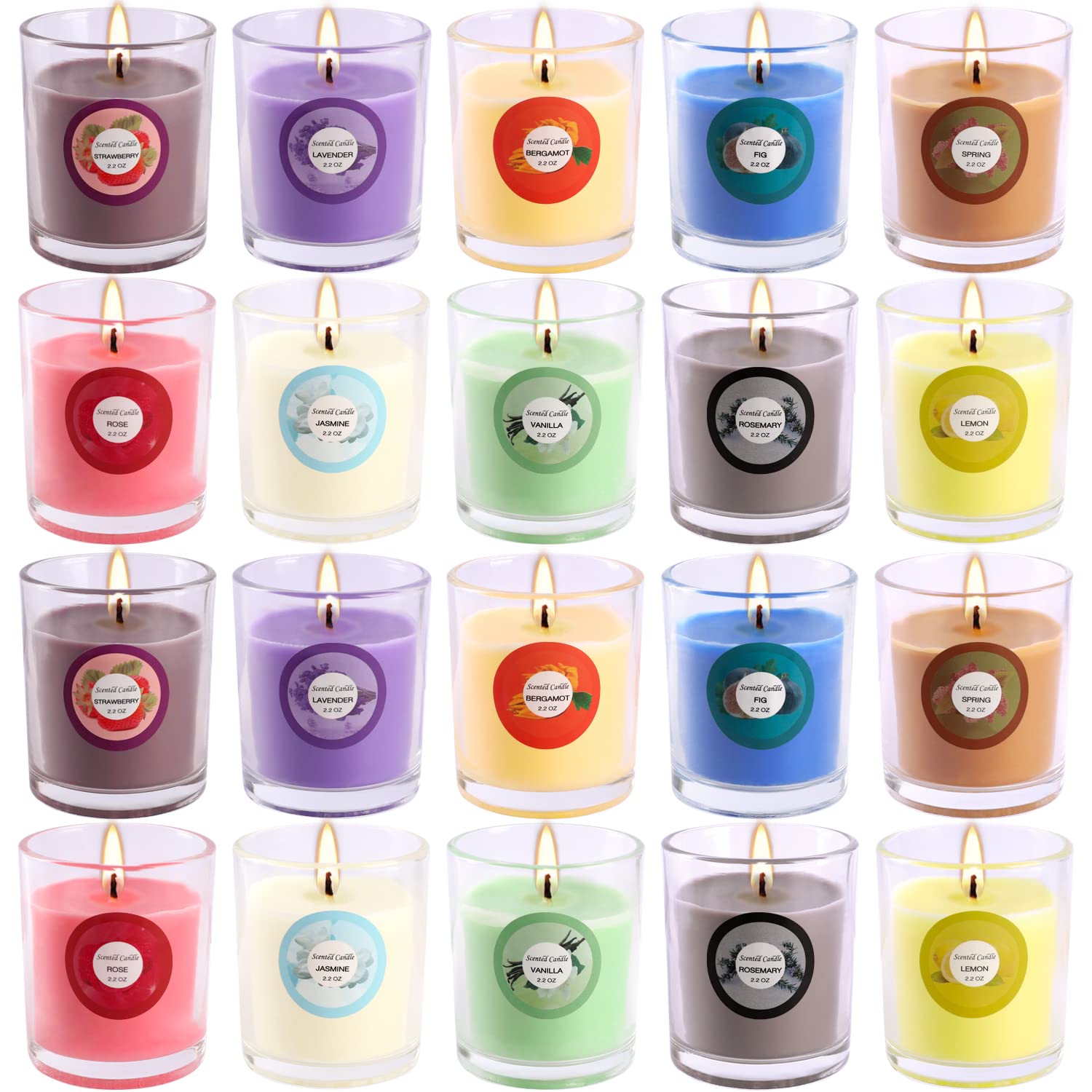 Candles labeled with scent on the cup