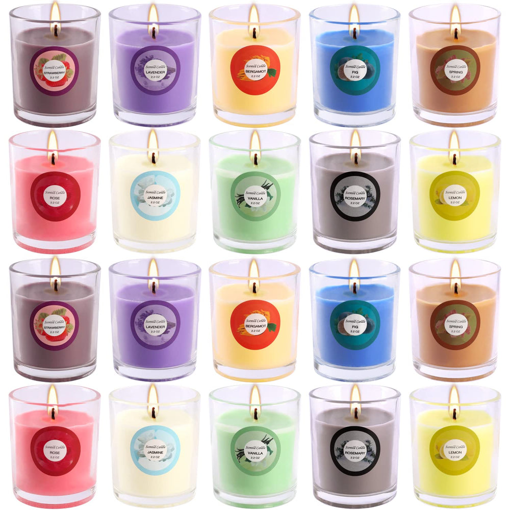 Candles labeled with scent on the cup