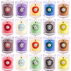 Candles labeled with scent on the cup