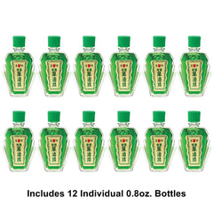 Bottle of Eagle Brand natural medicated oil with green color