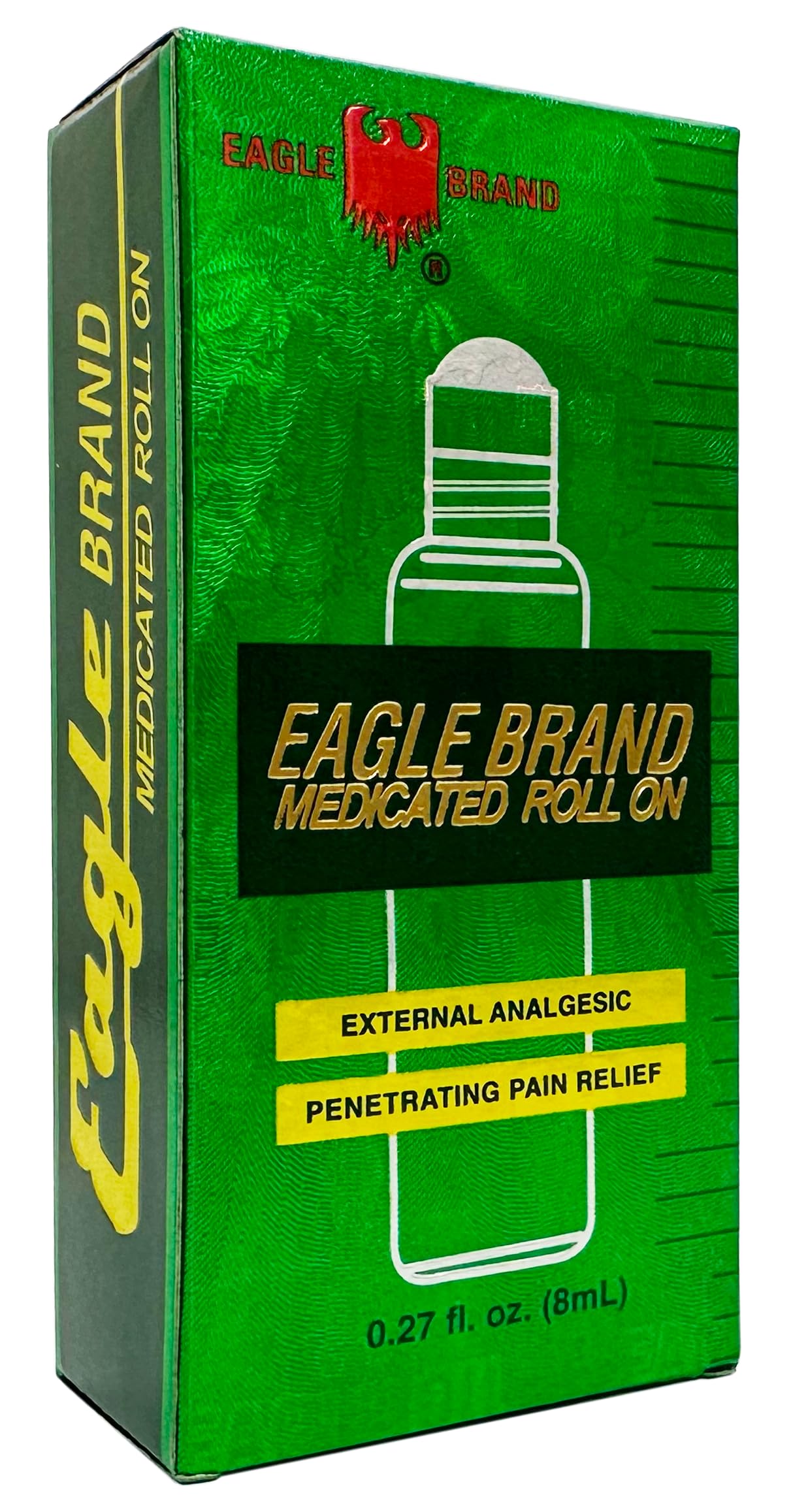 Eagle Brand logo with medicated oil roll-ons in package
