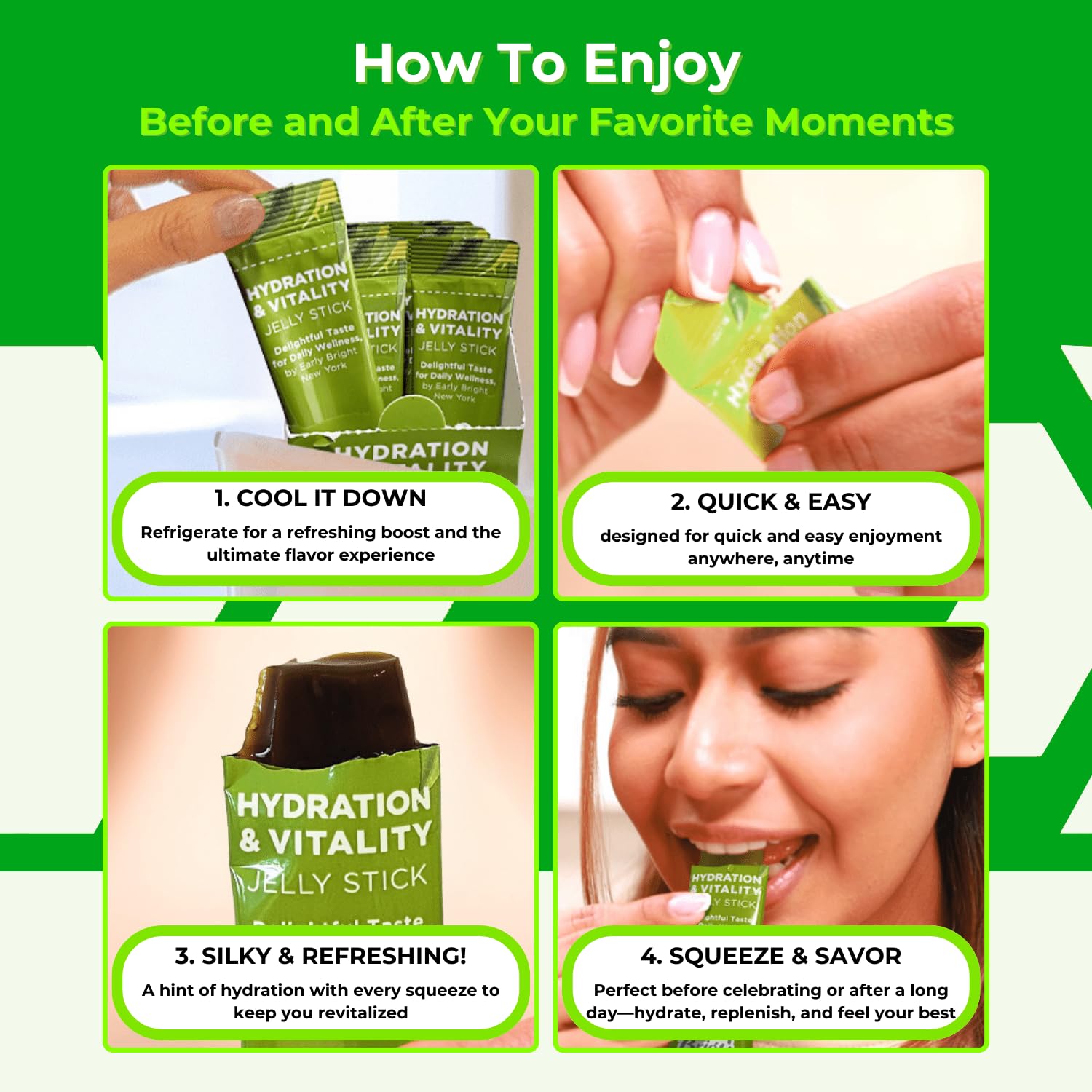 EARLY BRIGHT NEW YORK Jelly Sticks Taurine DHM ingredients for everyday vitality.