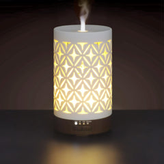 Earnest Living 100ml white ceramic essential oil diffuser – front view