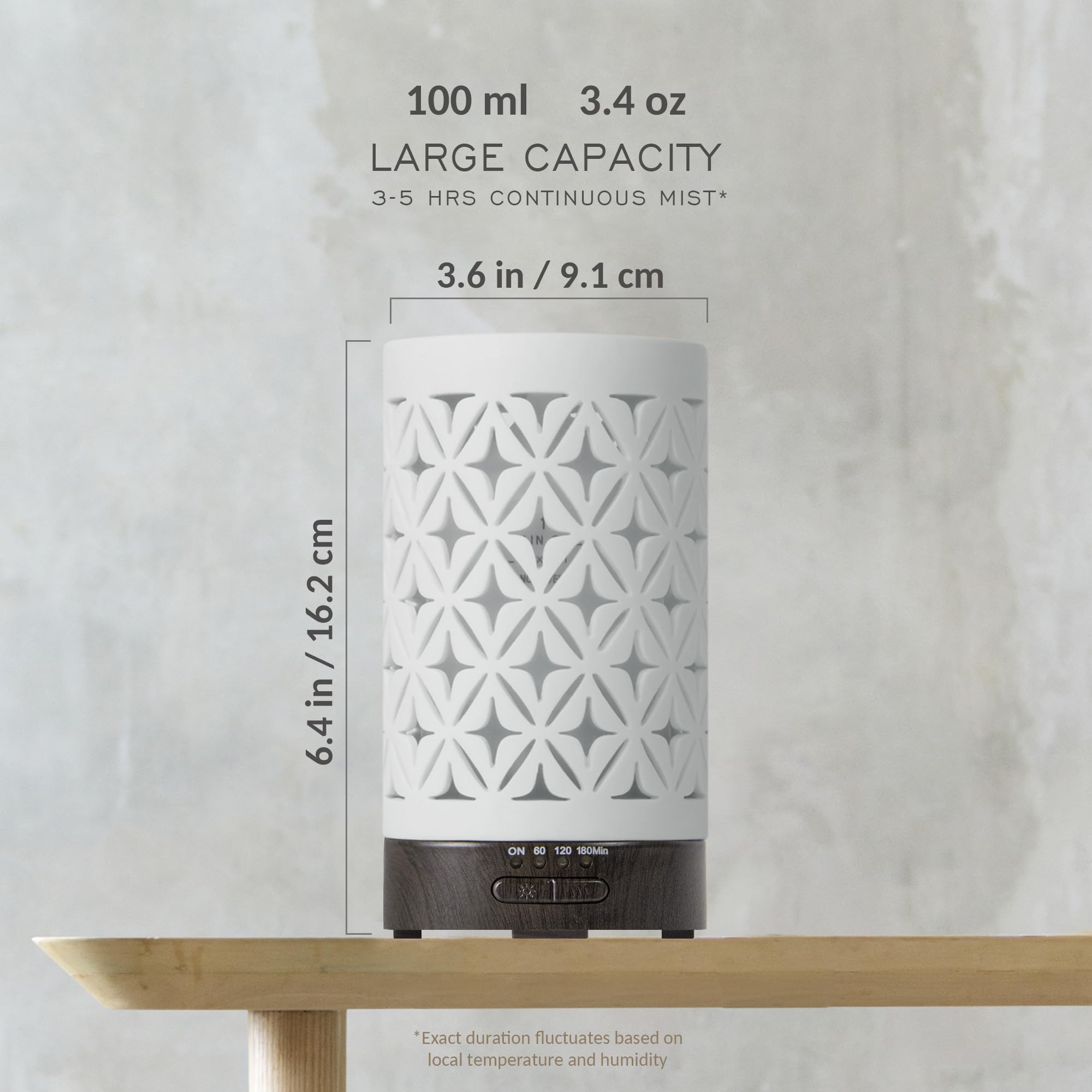 Ceramic diffuser with 7-color night lights display