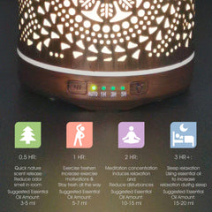 Timer settings on essential oil diffuser
