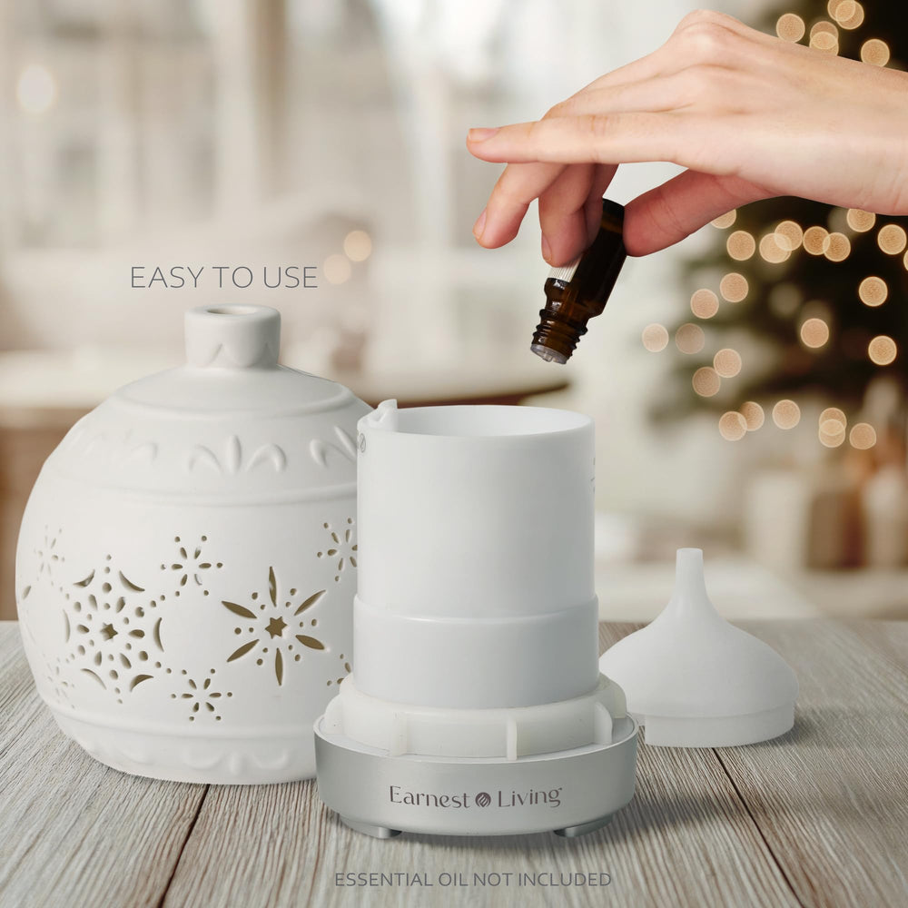 Cool mist diffuser in a cozy holiday setting
