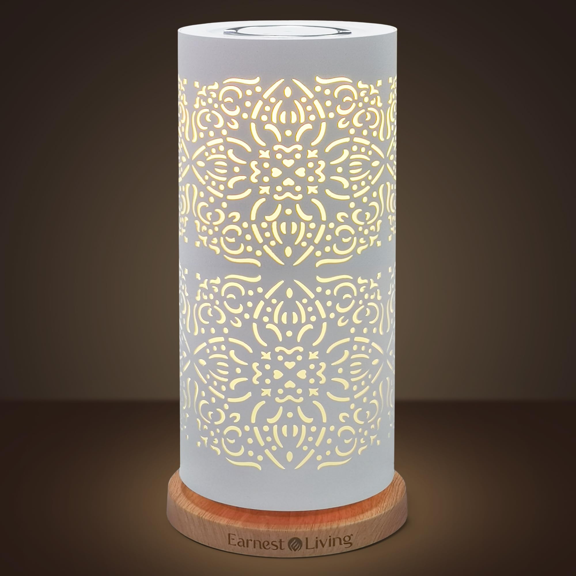 Decorative pattern on the metal shell of the Earnest Living diffuser
