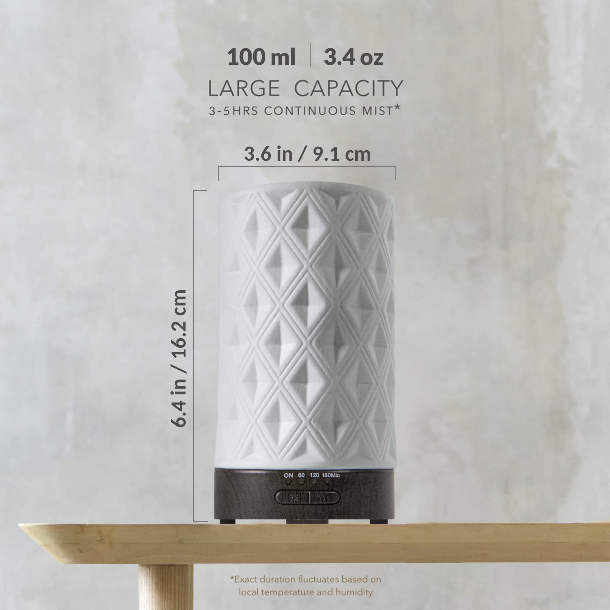 Mist output from ceramic diffuser in a room