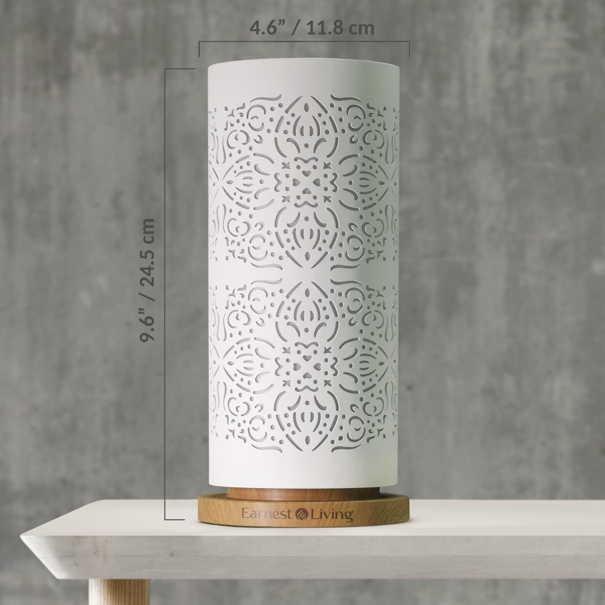 Close-up of premium iron engraving on Earnest Living diffuser