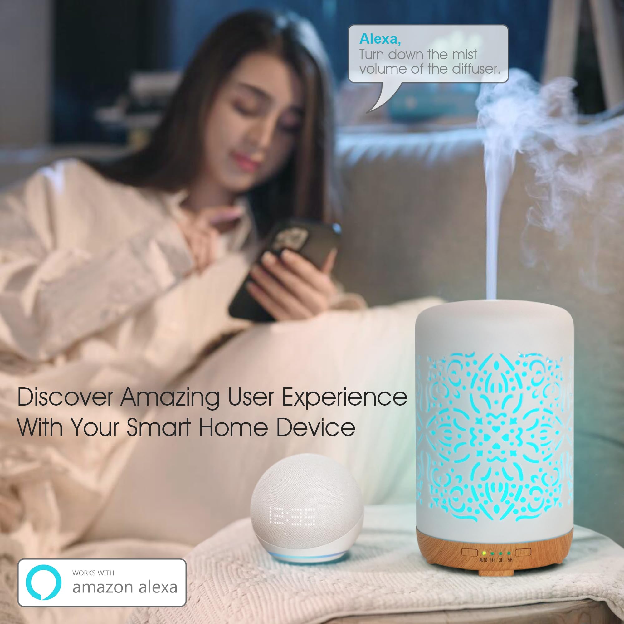 Ultrasonic cool-mist diffuser for essential oils