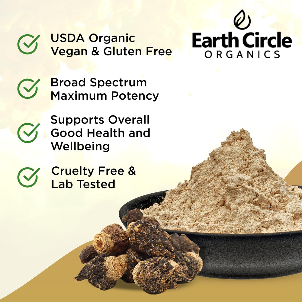 Earth Circle Organics Black Maca Powder scoop highlights easy measurement for smoothies and recipes
