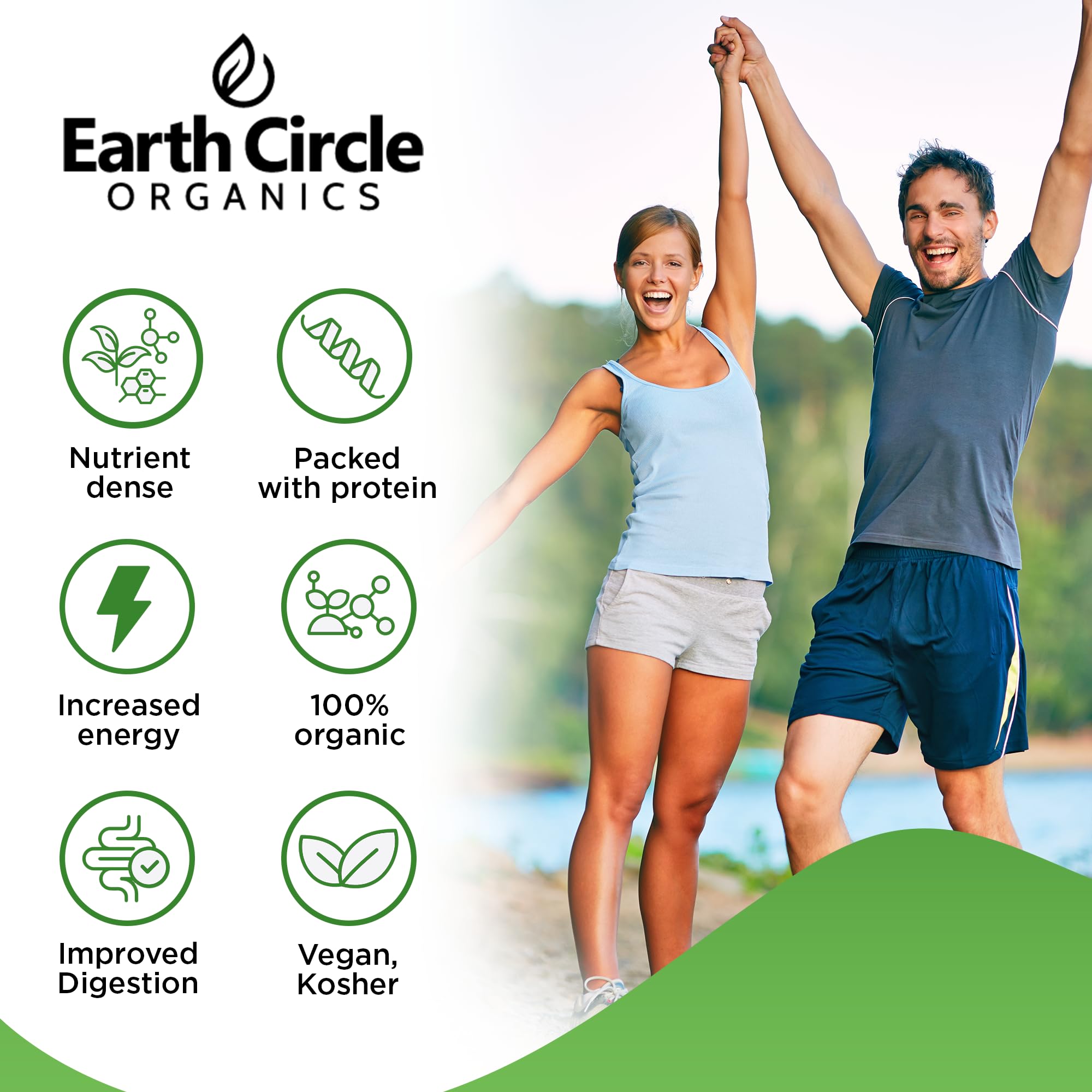 Pack shot of Earth Circle Organics Chlorella Powder, 4oz jar