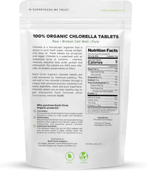 Earth Circle Organics chlorella tablets pack of 3 stacked bottles for convenience.