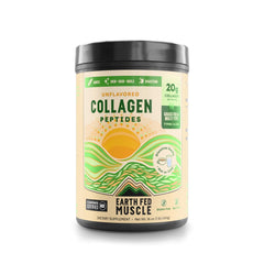 Earth Fed Muscle collagen tub front showing grass-fed source for daily beauty and joint support.