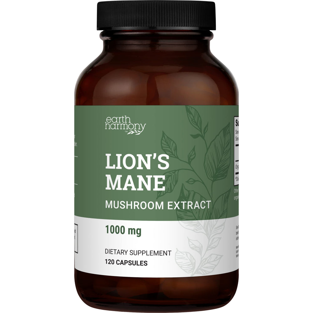 Bottle of Earth Harmony Naturals Lions Mane 1000mg 120 capsules