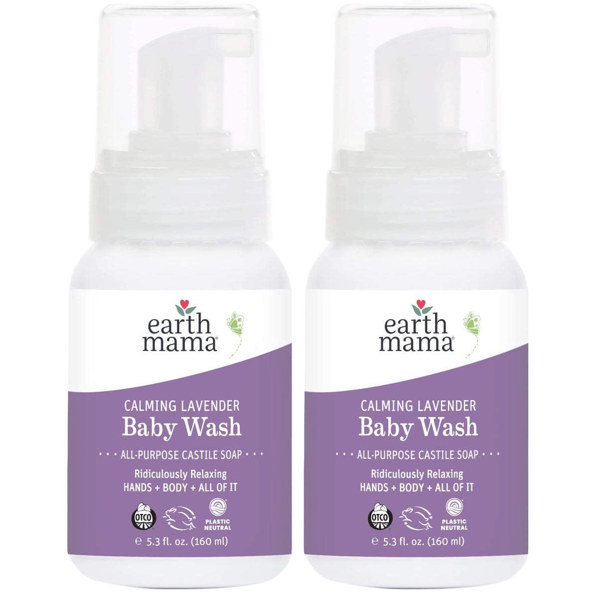 Bottle with foaming pump of Earth Mama Calming Lavender Baby Wash