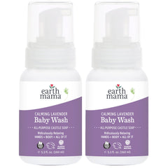 Bottle with foaming pump of Earth Mama Calming Lavender Baby Wash