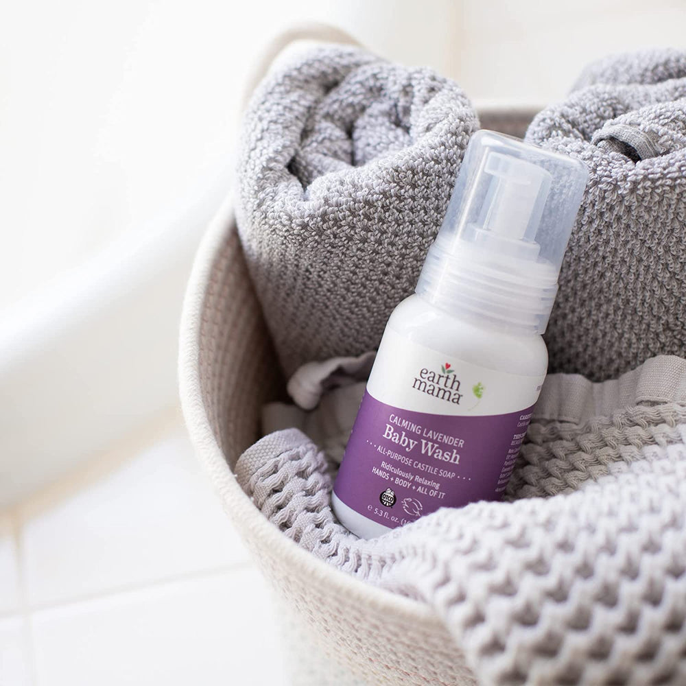 Family use scene with Earth Mama lavender baby wash