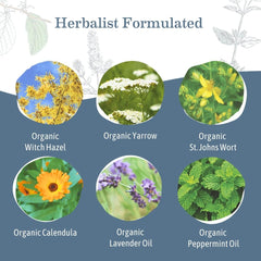 Earth Mama Perineal Balm with witch hazel highlights natural soothing ingredients.