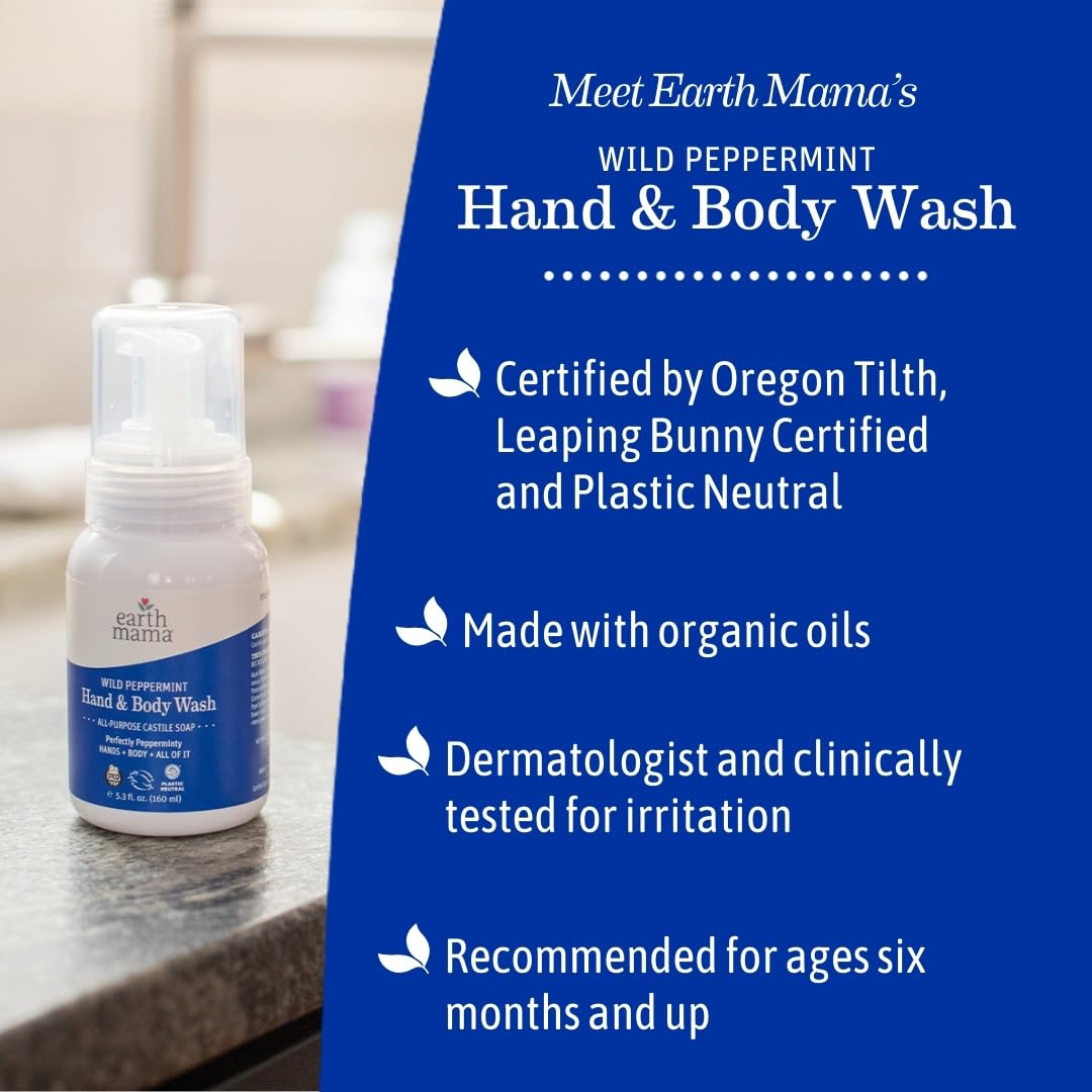DIY-ready scenario with Earth Mama Wild Peppermint wash as a cleaner base