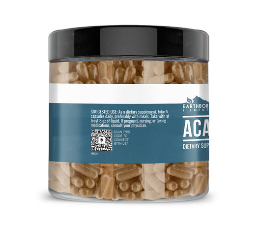 Bottle label close-up of Acacia Fiber capsules
