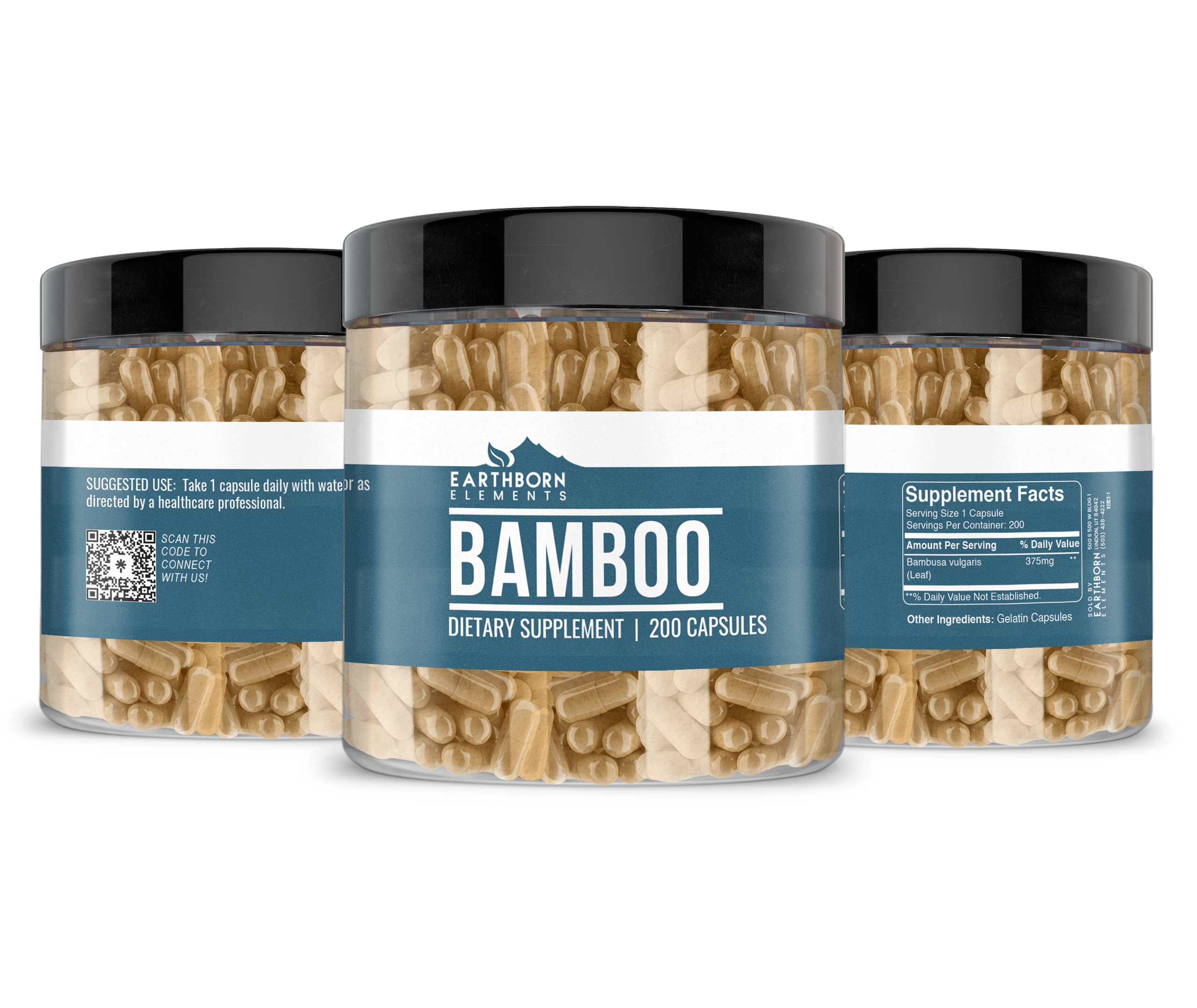 Close-up of bamboo capsules inside the bottle