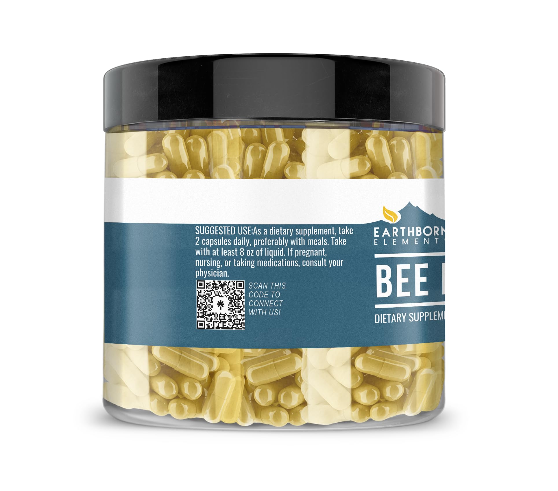 Close-up of Earthborn Elements Bee Pollen capsules
