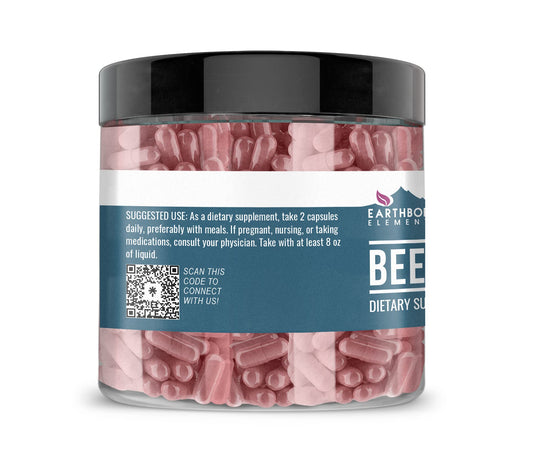 Beet Root Capsules spilling from bottle