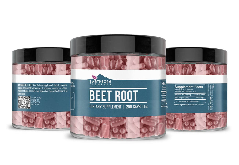Beet Root Capsules label showing 200 capsules