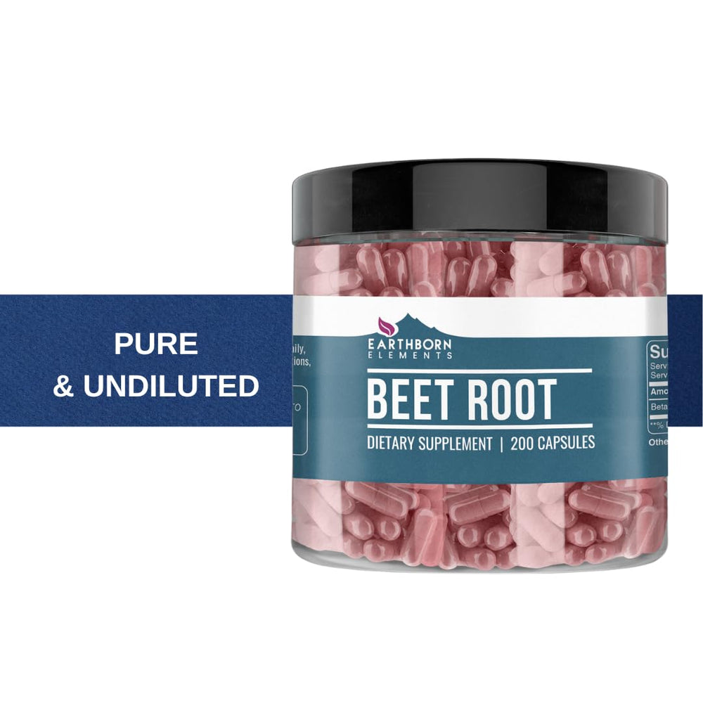 Nutrition facts area on Beet Root Capsules bottle