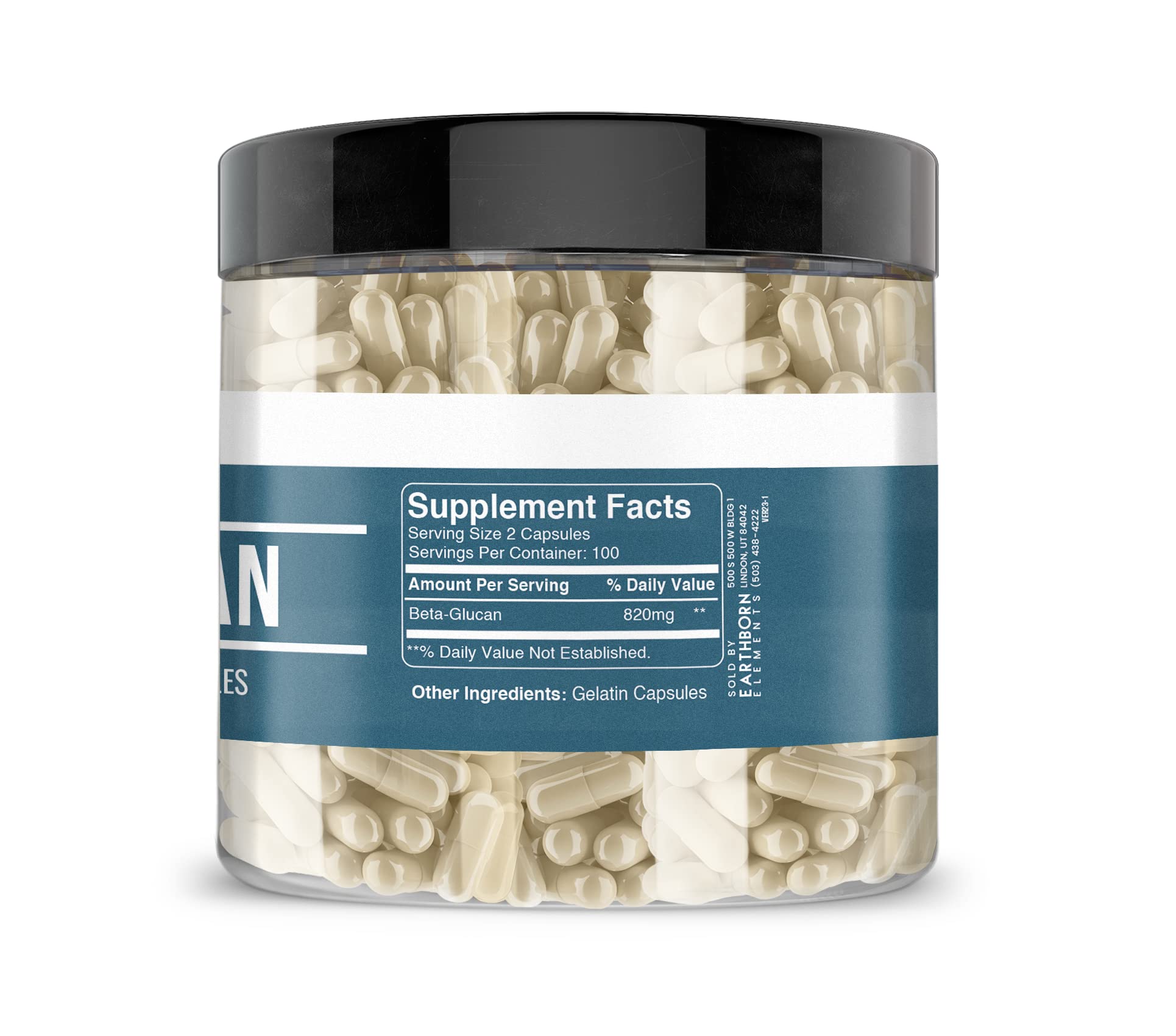 USA-encapsulated Earthborn Elements Beta Glucan bottle