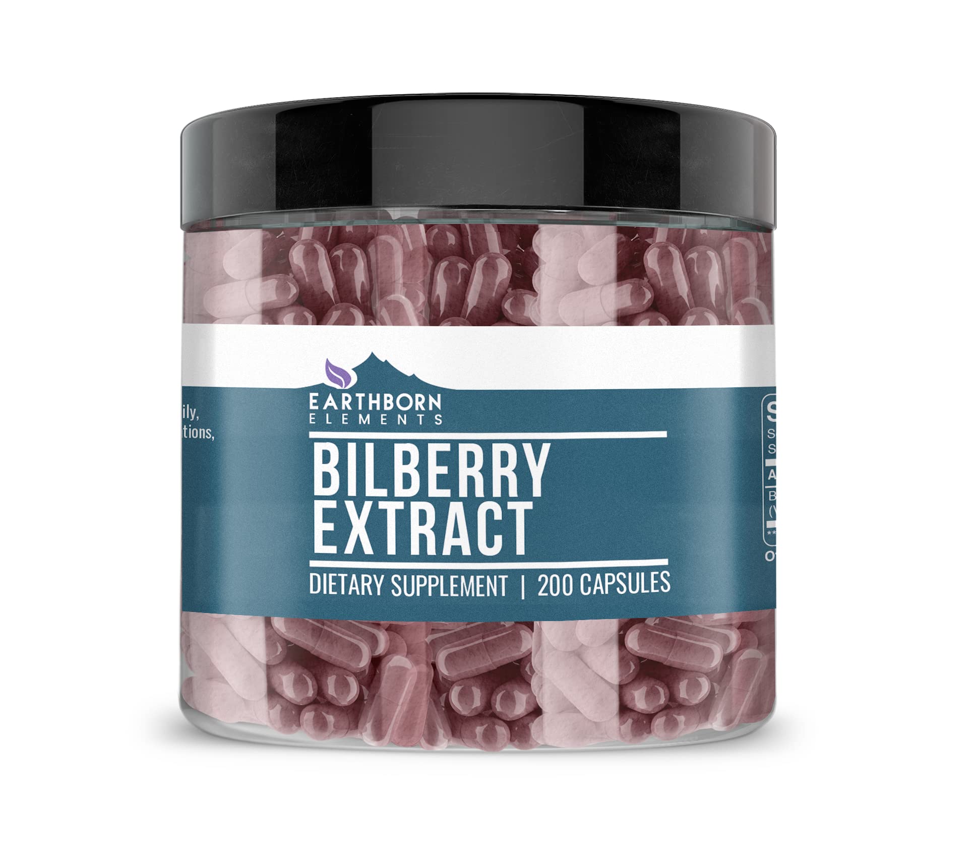 Earthborn Elements Bilberry Extract 200 Capsules bottle – front view