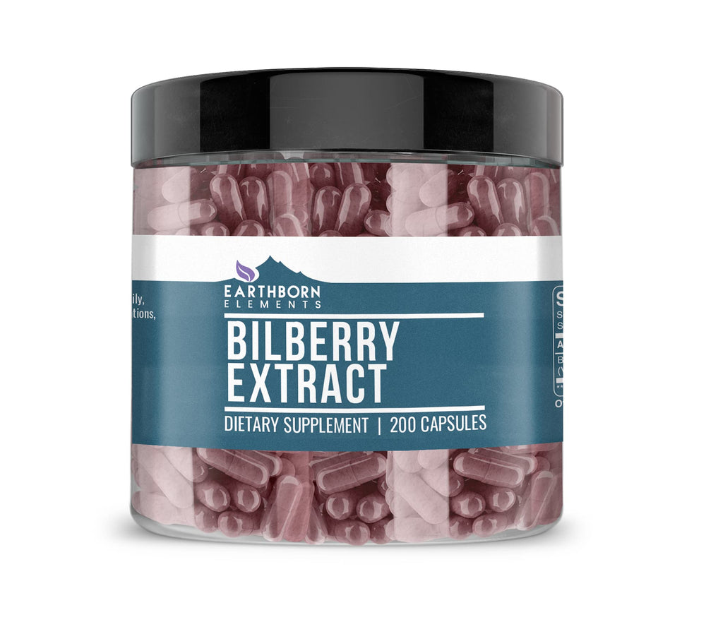 Earthborn Elements Bilberry Extract 200 Capsules bottle – front view