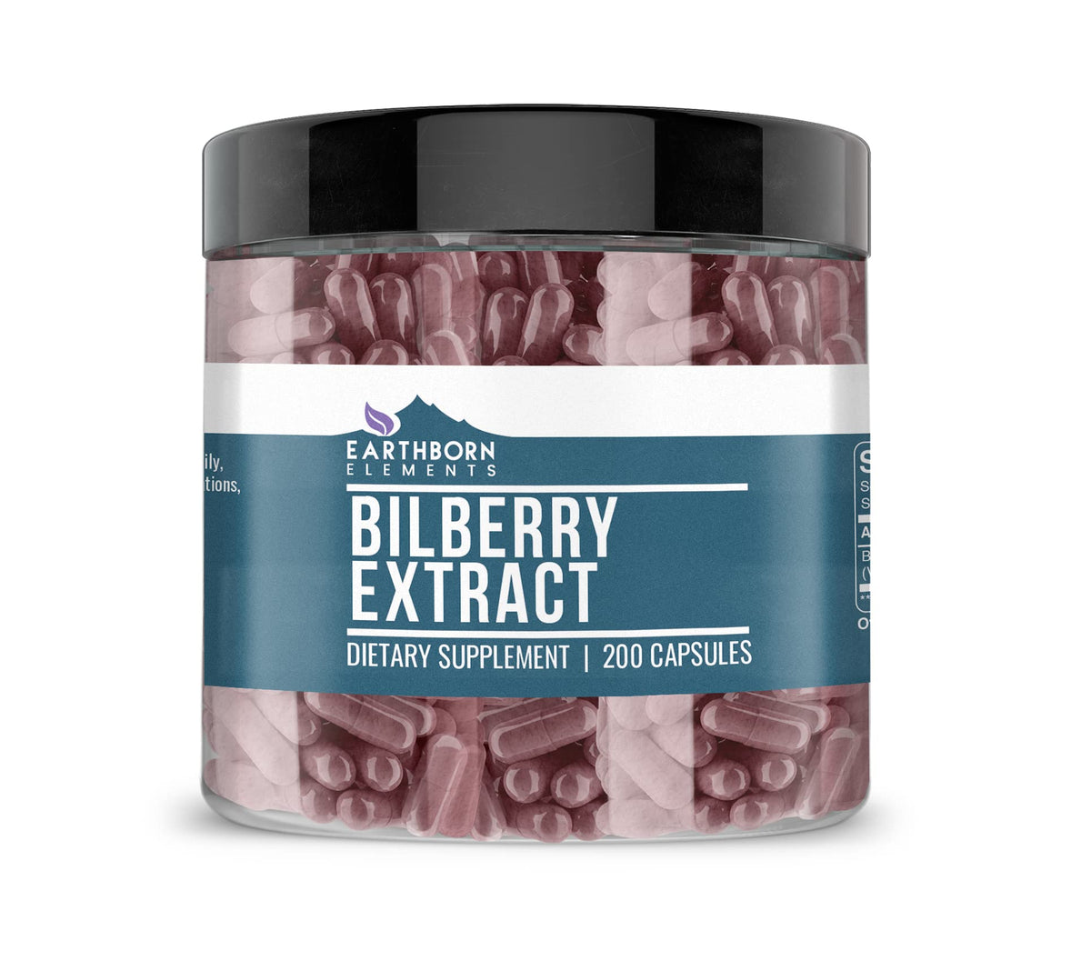 Earthborn Elements Bilberry Extract 200 Capsules bottle – front view