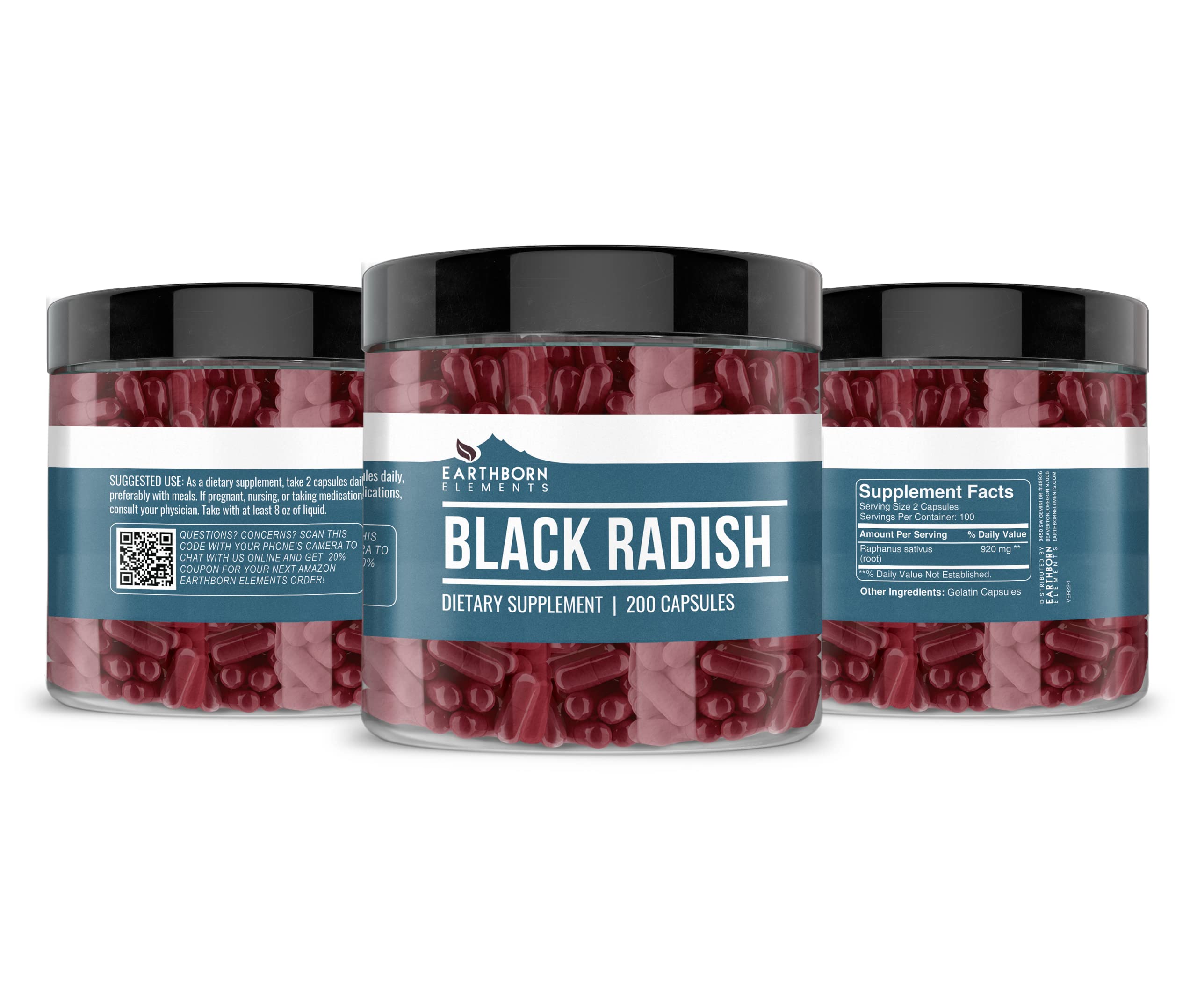 Diagram showing 100 day supply of Black Radish capsules