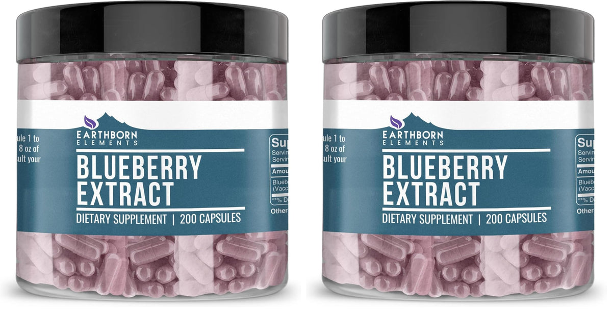 Front view of Earthborn Elements Blueberry 10:1 Extract Capsules Pack of 2