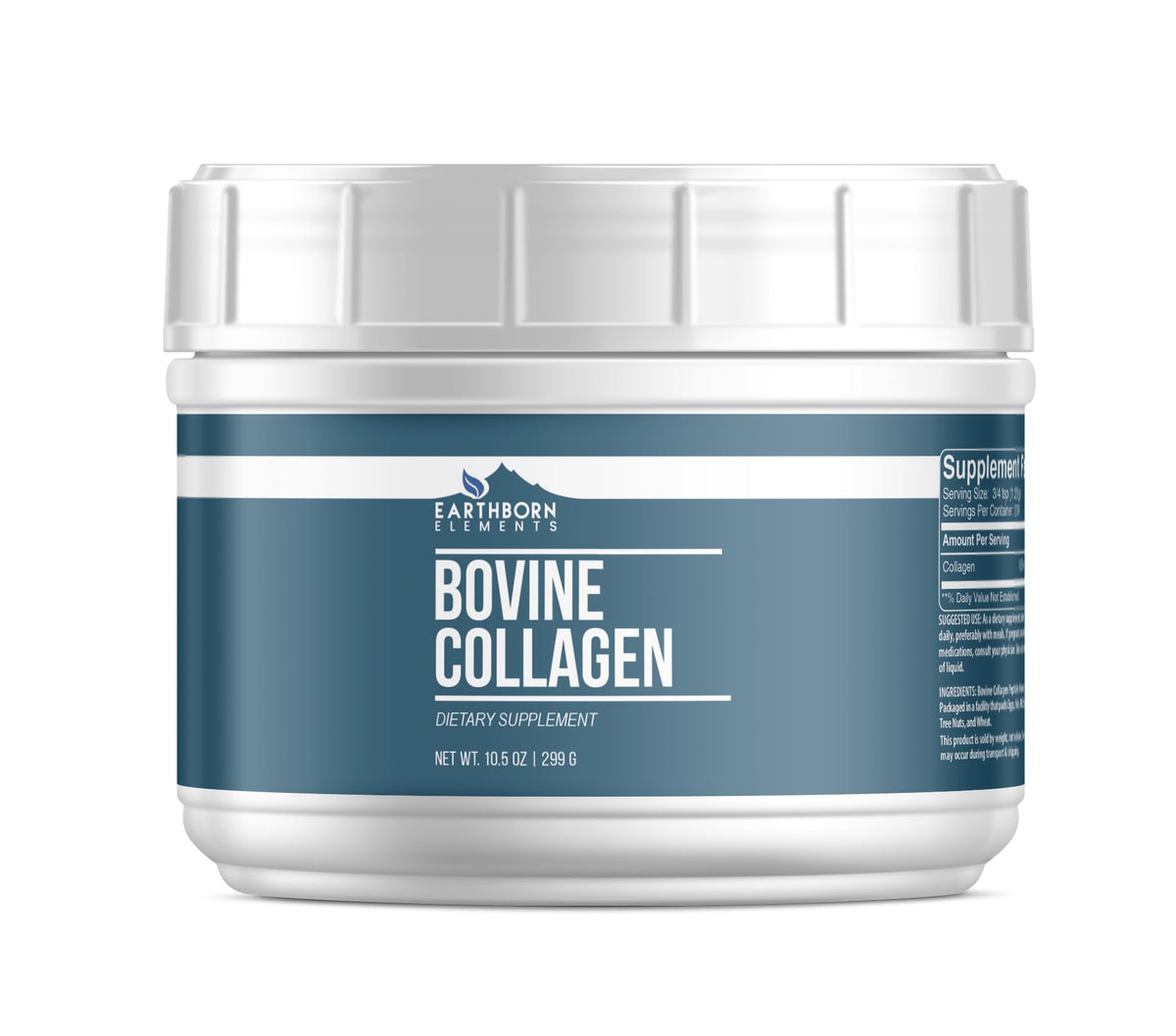 Earthborn Elements Bovine Collagen Peptides Powder in a resealable bucket