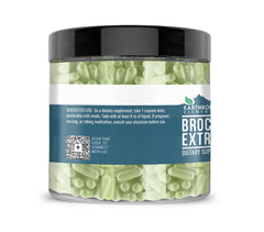 Close-up of broccoli extract capsules