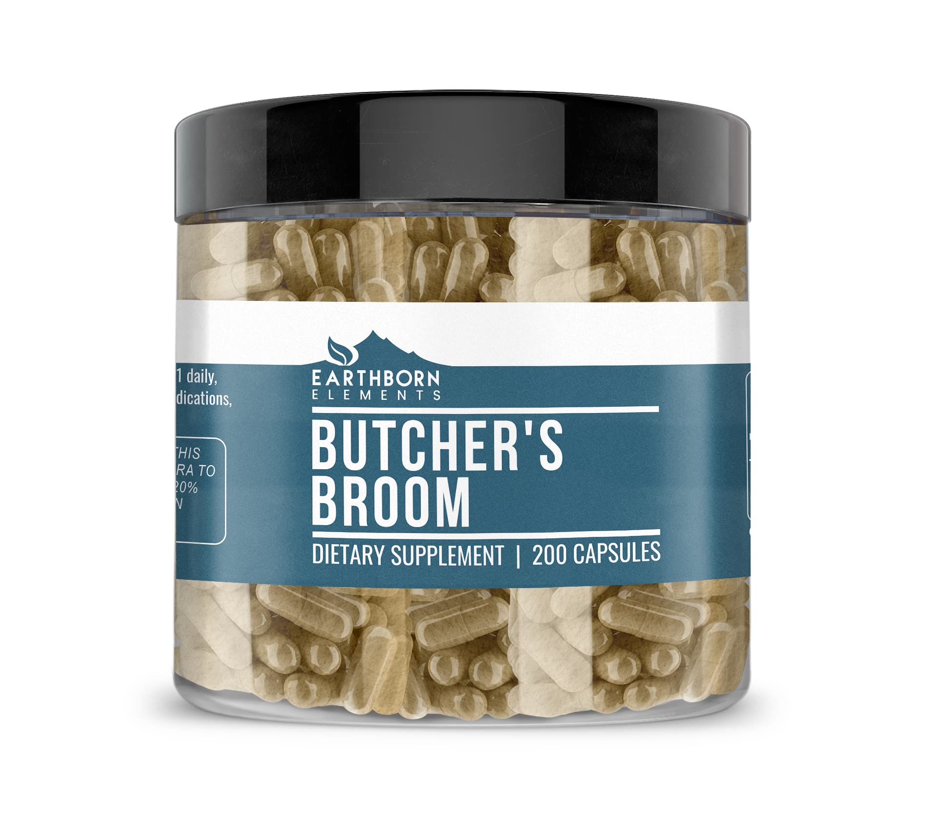 Bottle label: Earthborn Elements Butcher's Broom Capsules