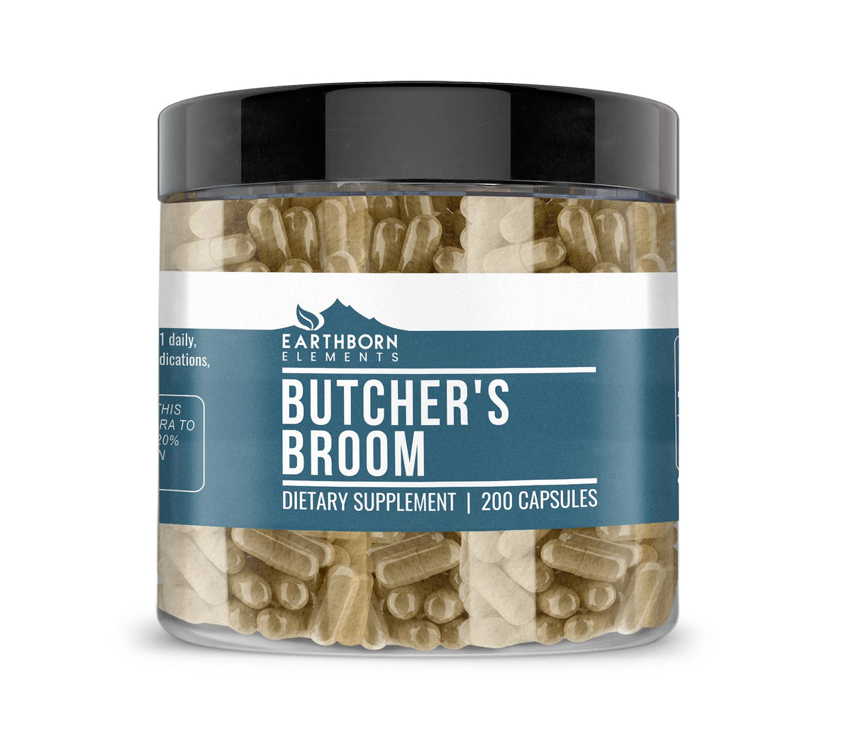 Bottle label: Earthborn Elements Butcher's Broom Capsules