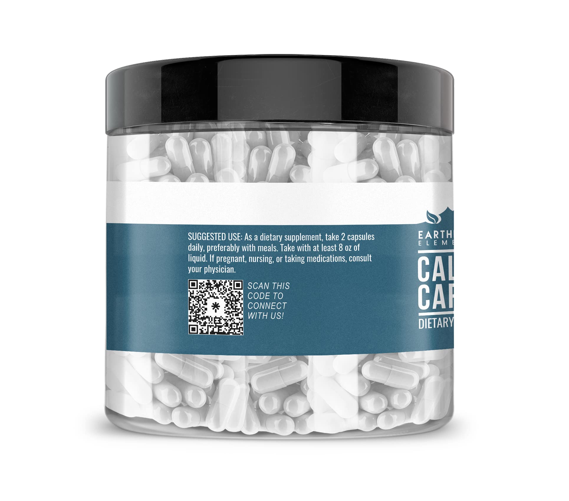 Calcium carbonate capsules close-up