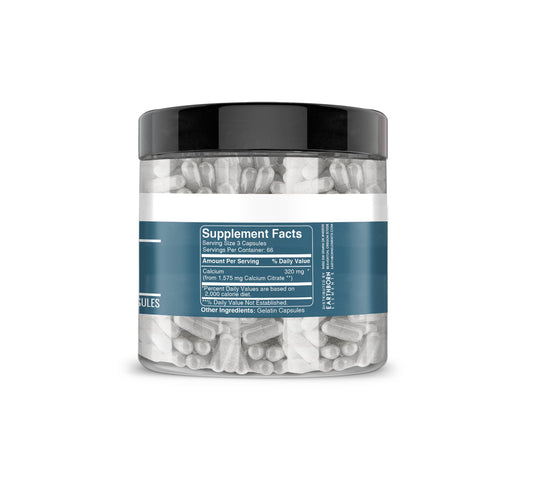 Close-up of Earthborn Elements Calcium Citrate capsules