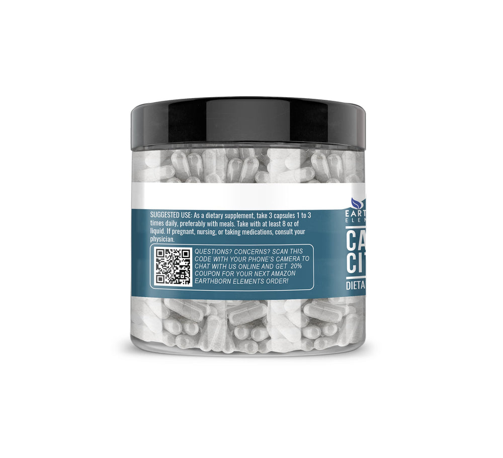 Calcium Citrate label highlighting elemental calcium