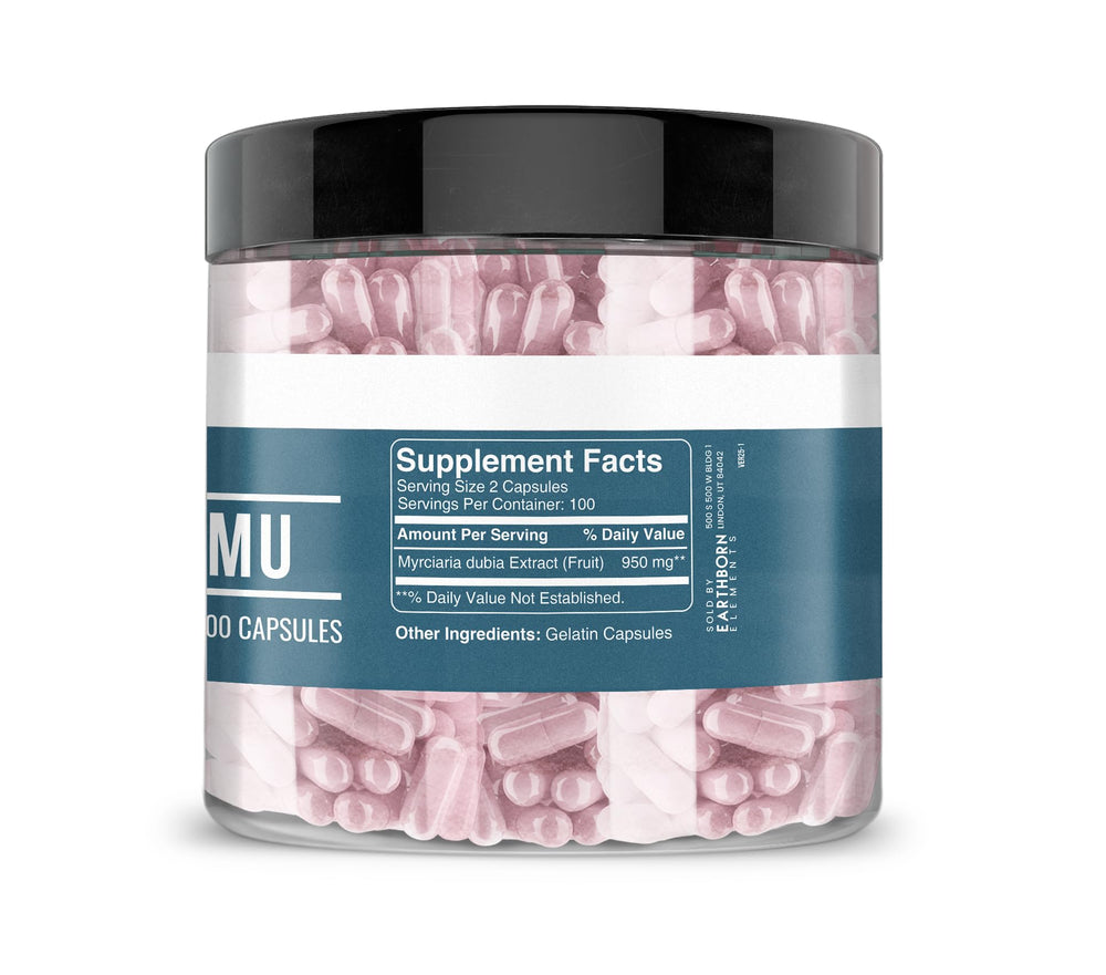 Earthborn Elements Camu Camu 200 capsules packaging and labeling