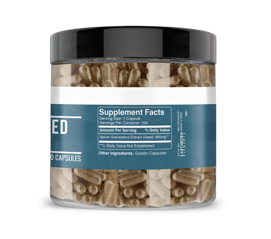 Close-up of Celery Seed Extract capsules